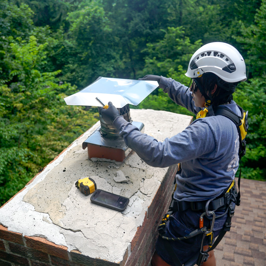 Installing new chimney caps in Hershey & Lancaster, PA